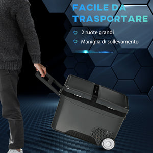 EASYCOMFORT  Frigo Portatile Elettrico a Compressore da 35L con Maniglia Telescopica e Ruote, Frigorifero Piccolo da 12/24V DC e 110/240V AC, per Auto e Camion