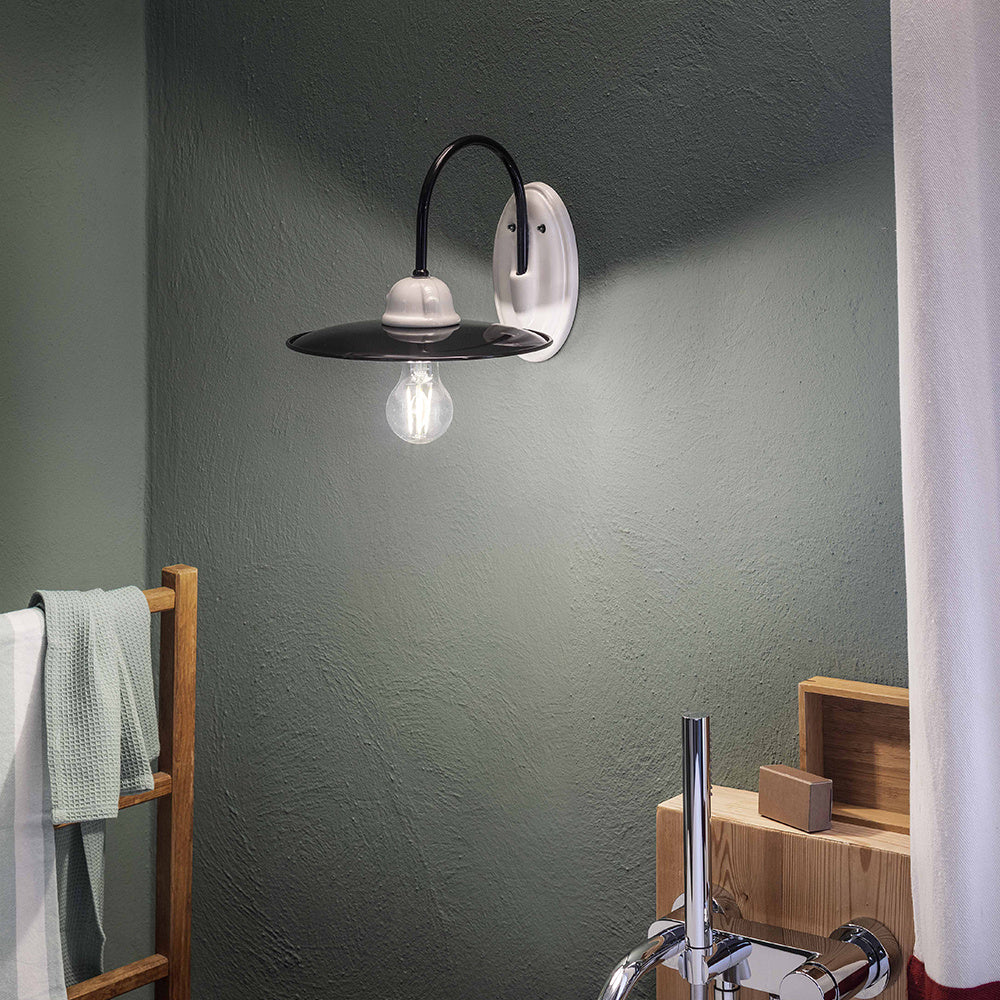 Applique Industrial Minimal Nordico B&W Metallo Vintage Nero 1 Luce E27