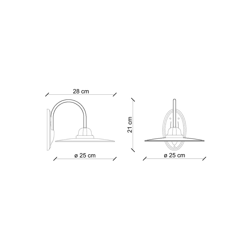 Applique Industrial Minimal Nordico B&W Metallo Vintage Nero 1 Luce E27
