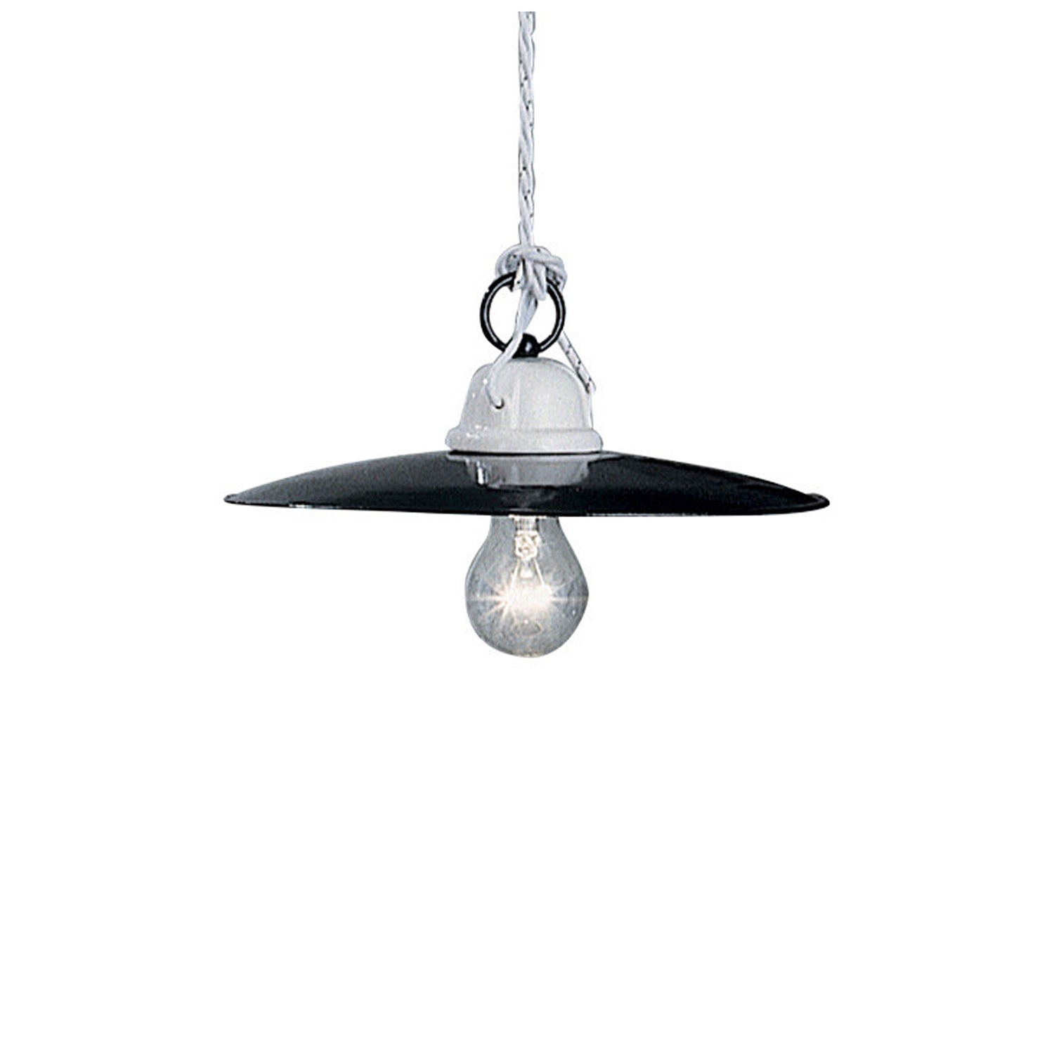 Lampadario Industrial Potenza Ferro E Ceramica Nero Diam. 25Cm 1 Luce E27