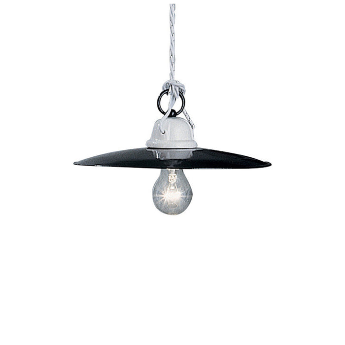 Lampadario Industrial Potenza Ferro E Ceramica Nero Diam. 25Cm 1 Luce E27