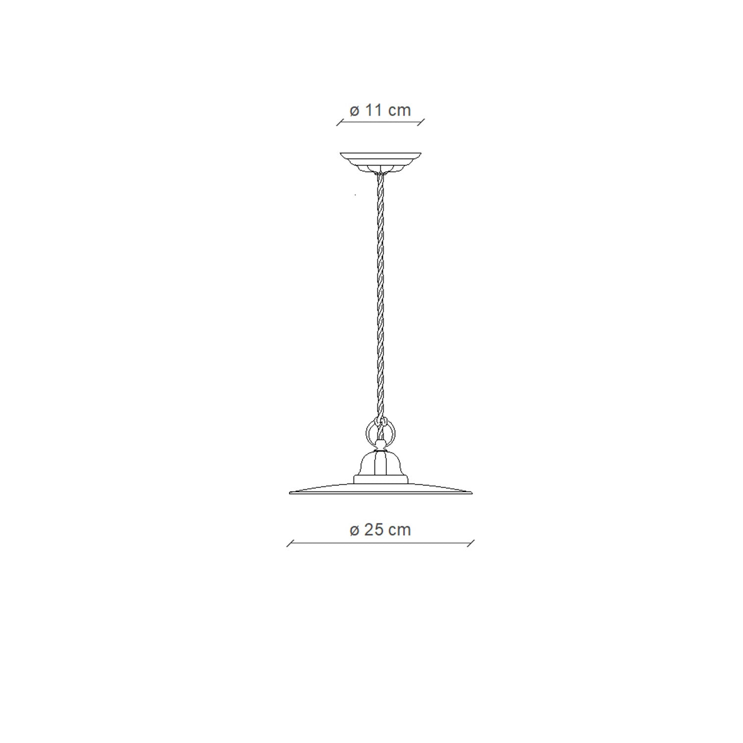 Lampadario Industrial Potenza Ferro E Ceramica Nero Diam. 25Cm 1 Luce E27