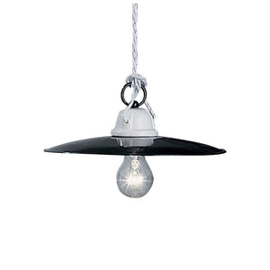 Lampadario Industrial Potenza Ferro E Ceramica Nero Diam. 30Cm 1 Luce E27