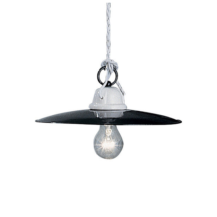 Lampadario Industrial Potenza Ferro E Ceramica Nero Diam. 30Cm 1 Luce E27