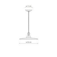 Lampadario Industrial Potenza Ferro E Ceramica Nero Diam. 30Cm 1 Luce E27