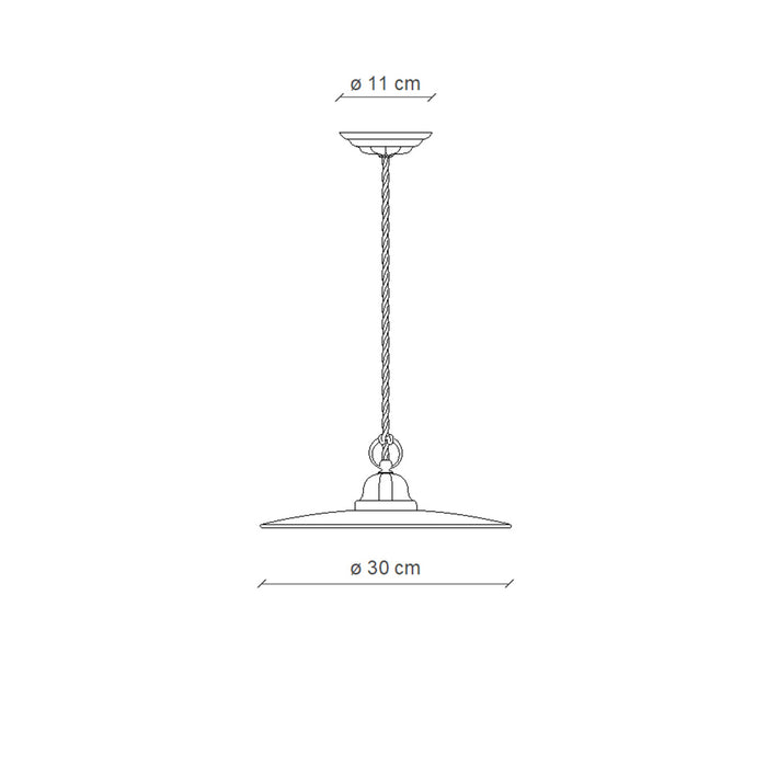 Lampadario Industrial Potenza Ferro E Ceramica Nero Diam. 30Cm 1 Luce E27