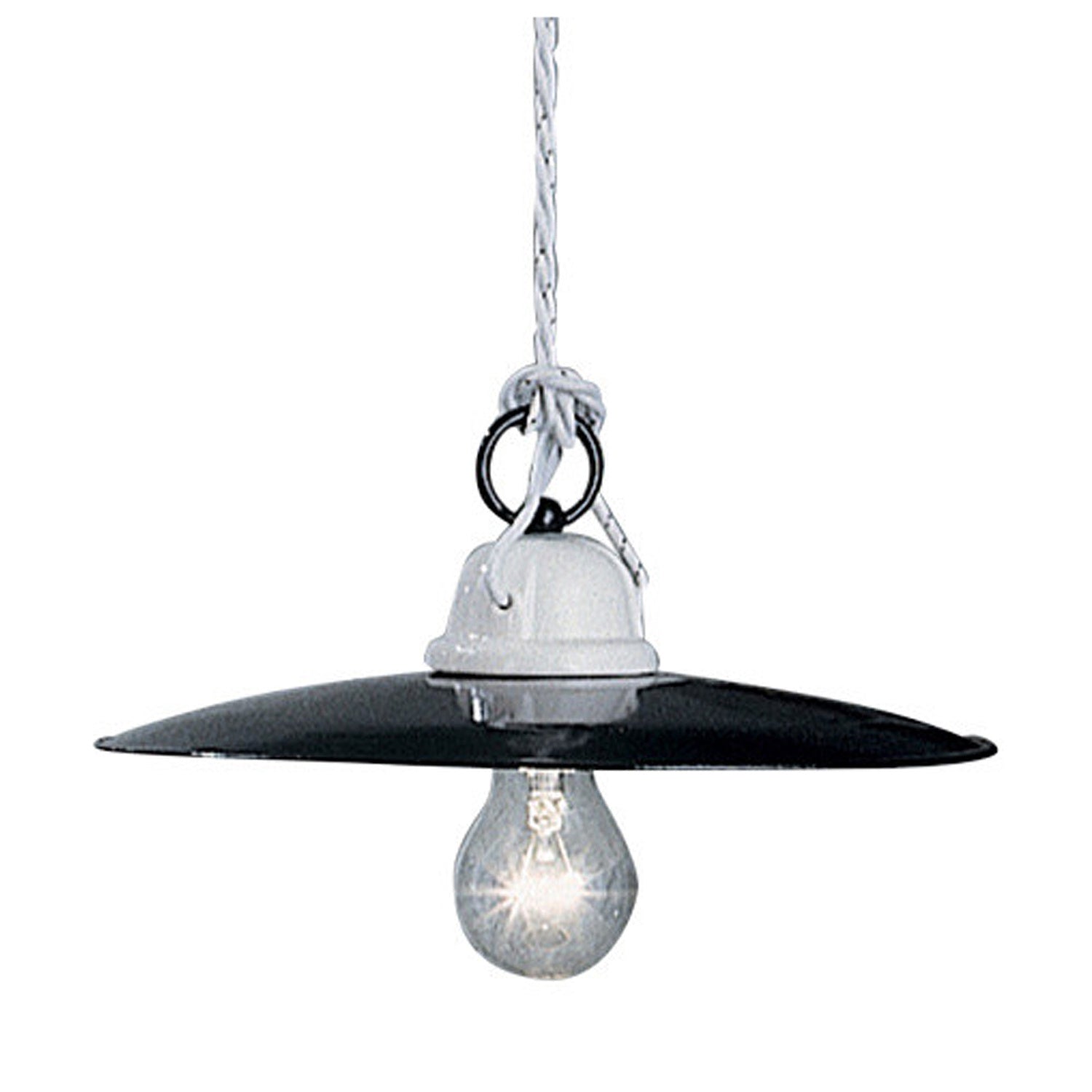 Lampadario Industrial Potenza Ferro E Ceramica Nero Diam. 35Cm 1 Luce E27