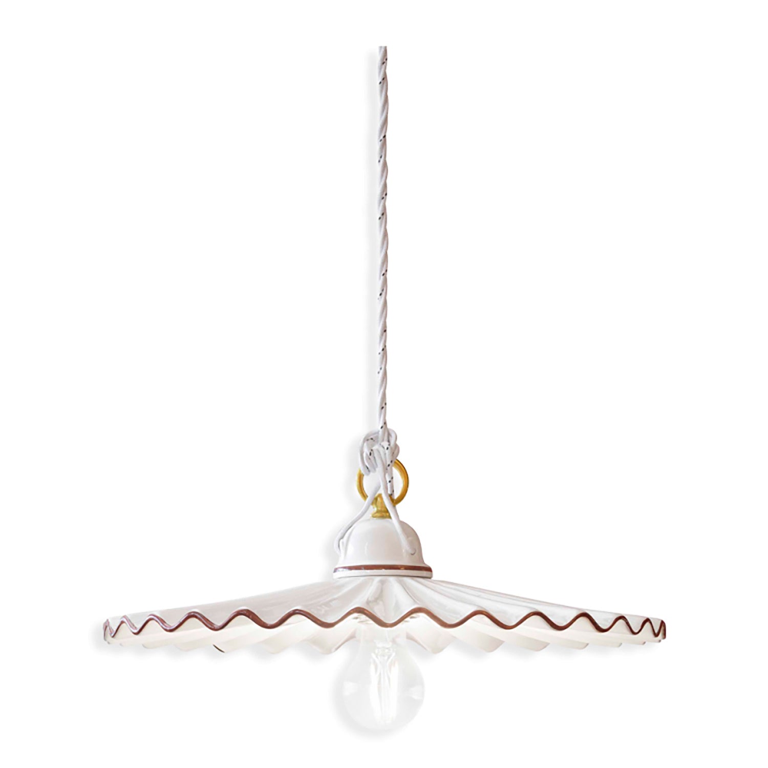 Sospensione Classica L'Aquila Ottone E Ceramica Decorato Diam. 41Cm 1 Luce E27