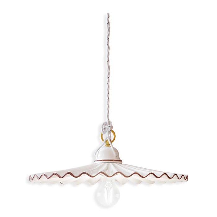 Sospensione Classica L'Aquila Ottone E Ceramica Decorato Diam. 41Cm 1 Luce E27