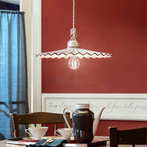 Sospensione Classica L'Aquila Ottone E Ceramica Decorato Diam. 41Cm 1 Luce E27