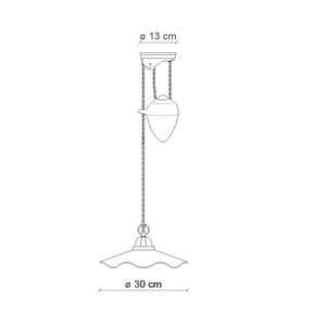 Lampadario Classico Belluno Ottone Satinato E Ceramica Decorato 1 Luce E27