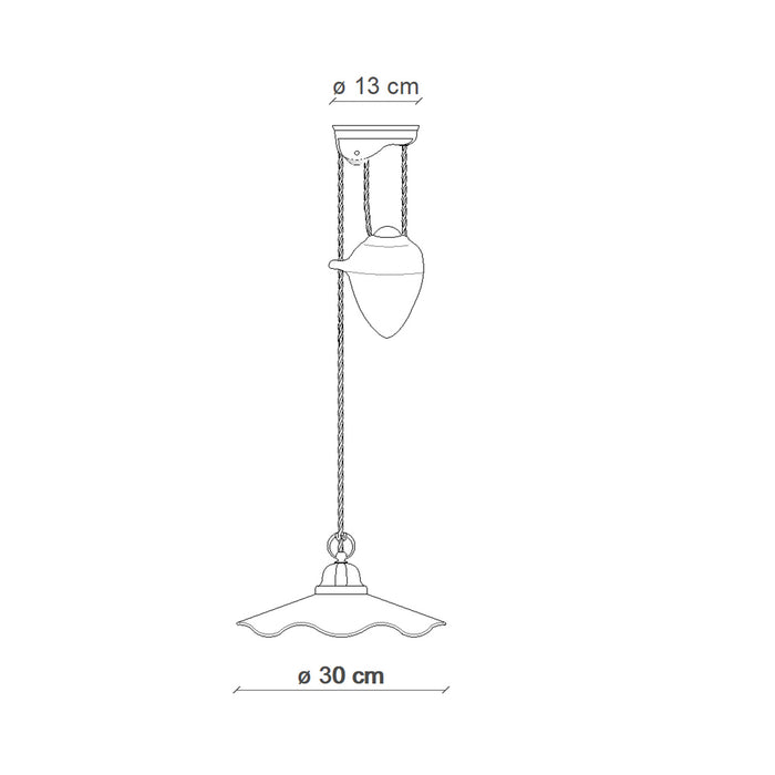 Lampadario Classico Belluno Ottone Satinato E Ceramica Decorato 1 Luce E27