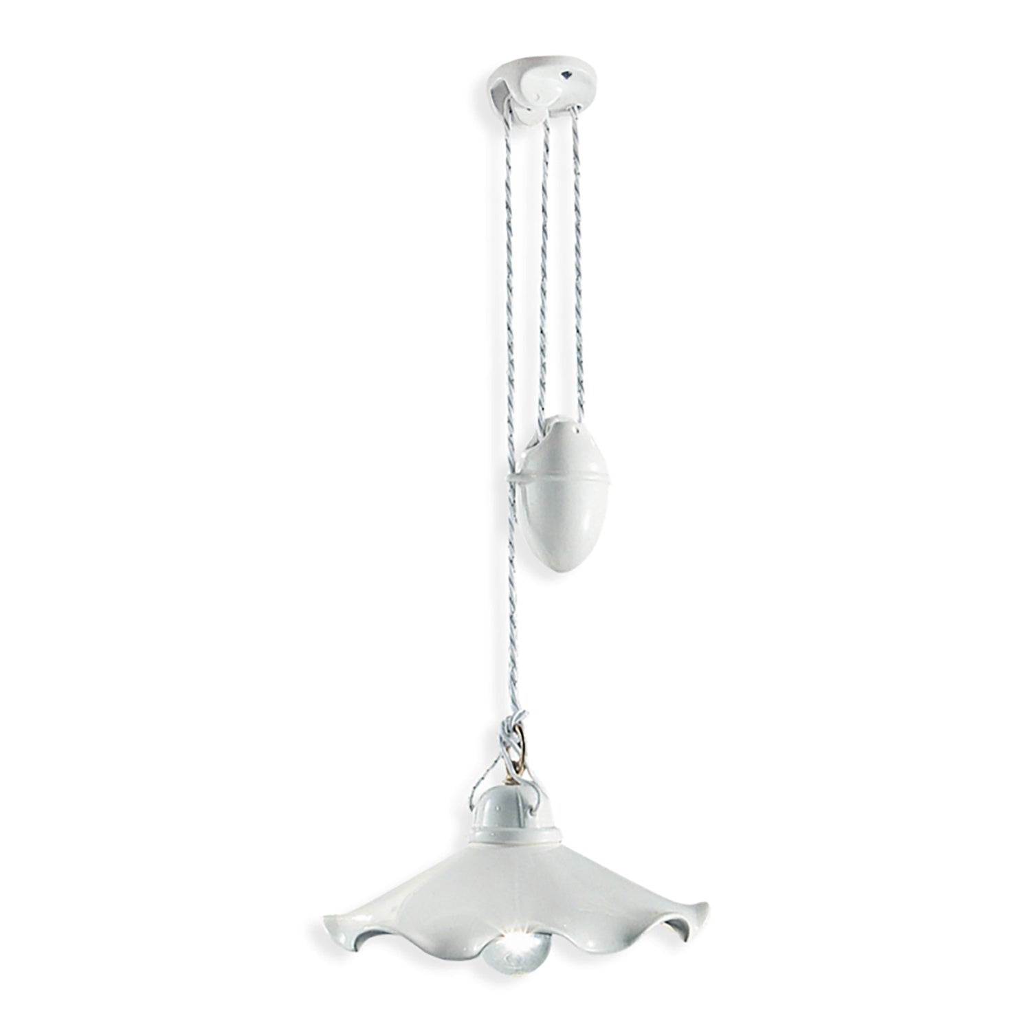 Lampadario Classico Belluno Ottone Satinato E Ceramica Decorato 1 Luce E27