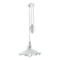 Lampadario Classico Belluno Ottone Satinato E Ceramica Decorato 1 Luce E27