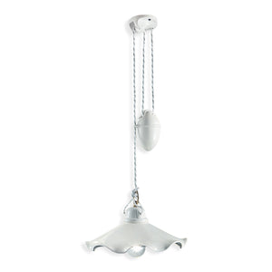 Lampadario Classico Belluno Ottone Satinato E Ceramica Decorato 1 Luce E27