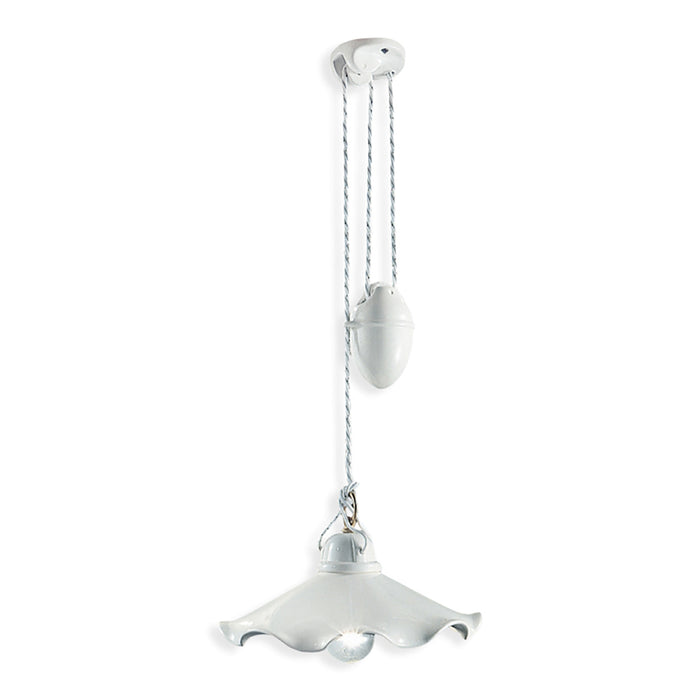 Lampadario Classico Belluno Ottone Satinato E Ceramica Decorato 1 Luce E27