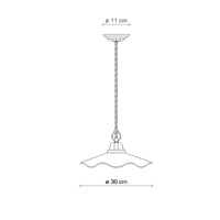 Lampadario Classico Belluno Ceramica E Ottone Decorato Filo Blu 1 Luce E27