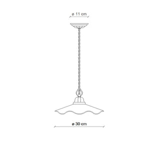 Lampadario Classico Belluno Ceramica E Ottone Decorato Filo Blu 1 Luce E27