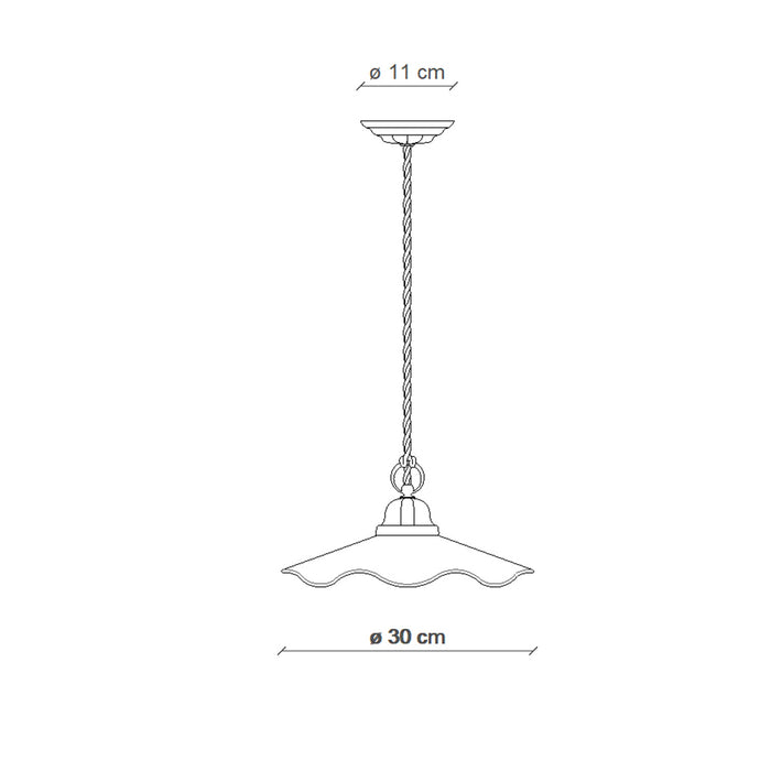 Lampadario Classico Belluno Ceramica E Ottone Decorato Filo Blu 1 Luce E27