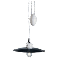 Sospensione Saliscendi Classico Potenza Ferro E Ceramica Nero Lucida 1 Luce E27