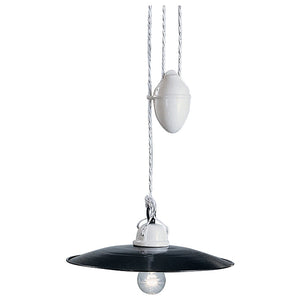 Sospensione Saliscendi Classico Potenza Ferro E Ceramica Nero Lucida 1 Luce E27