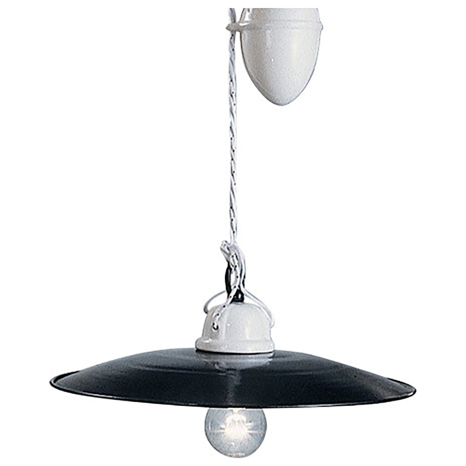Sospensione Saliscendi Classico Potenza Ferro E Ceramica Nero 35Cm 1 Luce E27
