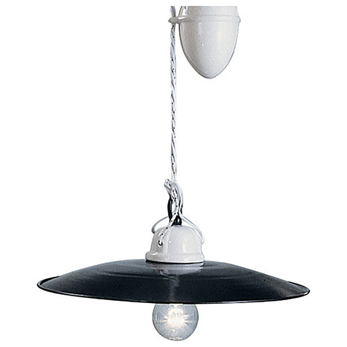 Sospensione Saliscendi Classico Potenza Ferro E Ceramica Nero 35Cm 1 Luce E27