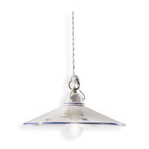 Sospensione Classica Asti Ceramica E Ottone Decorato Filo Blu 30Cm 1 Luce E27