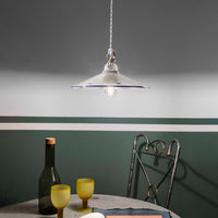 Sospensione Classica Asti Ceramica E Ottone Decorato Filo Blu 35Cm 1 Luce E27