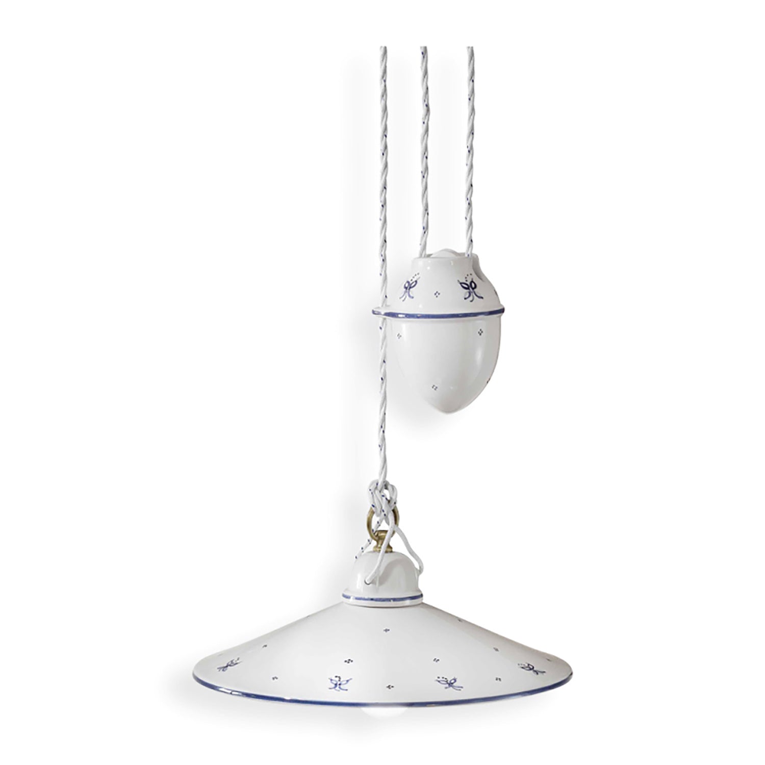 Sospensione Saliscendi Classica Asti Ceramica E Ottone Decorato 30 Cm 1 Luce E27