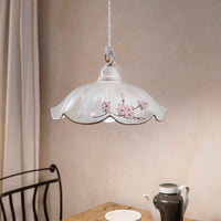 Lampadario Classico Belluno Ceramica E Ottone Satinato Decorato 1 Luce E27