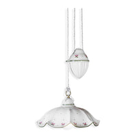 Lampadario Saliscendi Classico Belluno Ceramica E Ottone Decorato 1 Luce E27