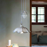 Lampadario Saliscendi Classico Belluno Ceramica E Ottone Decorato 1 Luce E27