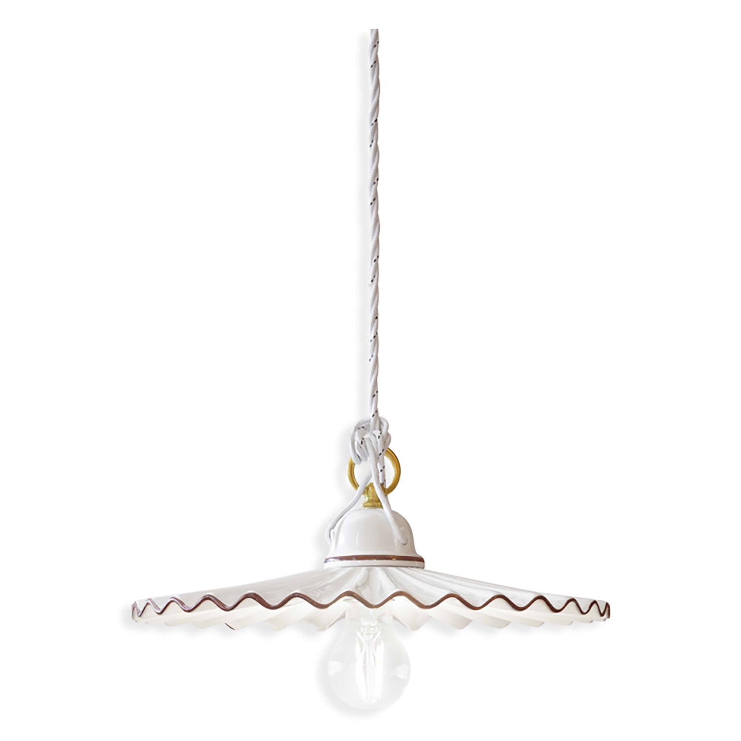 Sospensione Classica L'Aquila Ottone E Ceramica Decorato Diam. 31Cm 1 Luce E27