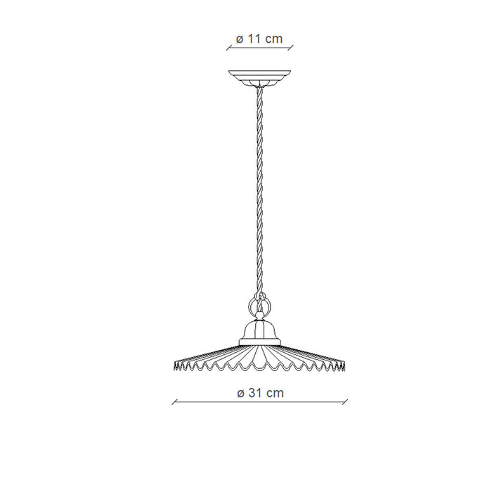 Sospensione Classica L'Aquila Ottone E Ceramica Decorato Diam. 31Cm 1 Luce E27