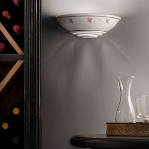 Applique Classica Trieste Bianco Decorato Filo Verde 1 Luce R7S