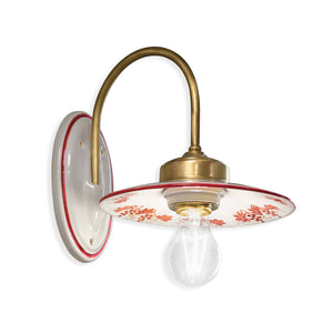 Applique Classica Asti Ferro E Ceramica Ottone Satinato Decorato 1 Luce E27