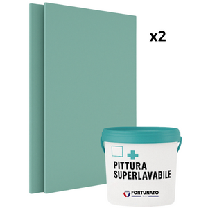 Set 2 idrolastre cartongesso h2 ba13 1200x2000 pittura superlavabile 2,5 l