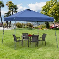 Gazebo Pieghevole 3x3m da Giardino ed Esterno in Metallo e Tessuto Oxford Blu con Borsa da Viaggio e Gambe Regolabile 3 Livelli