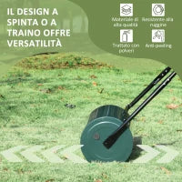 Rullo per Prato da 30L di Capacità con Lama Raschiante, in Metallo, 102x50x30 cm, Verde Scuro