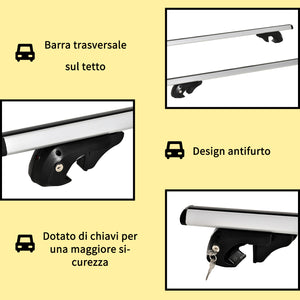 Easycomfort Barre Portapacchi per Auto con Serratura e Chiavi in Lega di Alluminio 125x5.5x7cm, Max. 75 kg