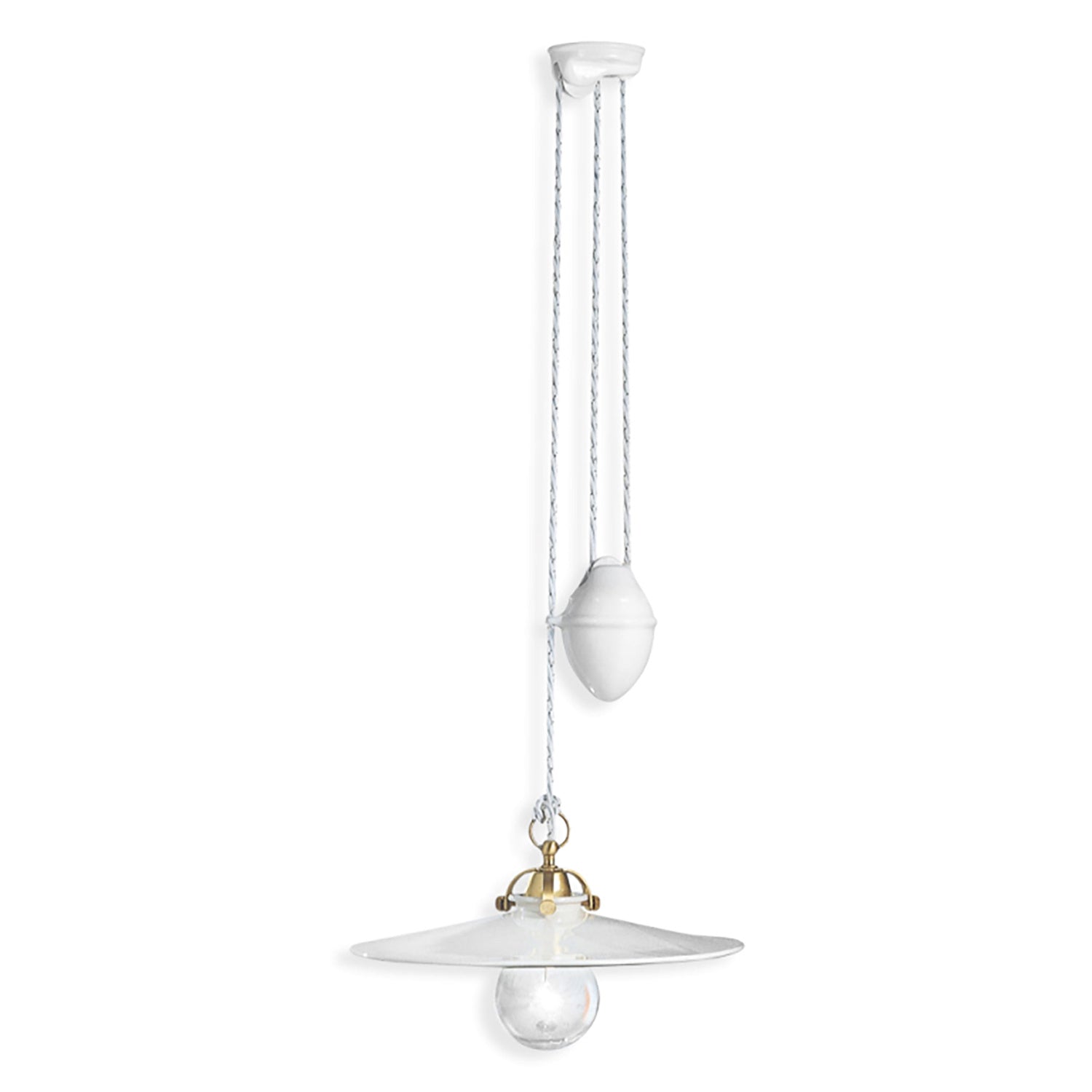 Sospensione Saliscendi Classico Asti Ferro E Ceramica Ottone Decorato 1 Luce E27