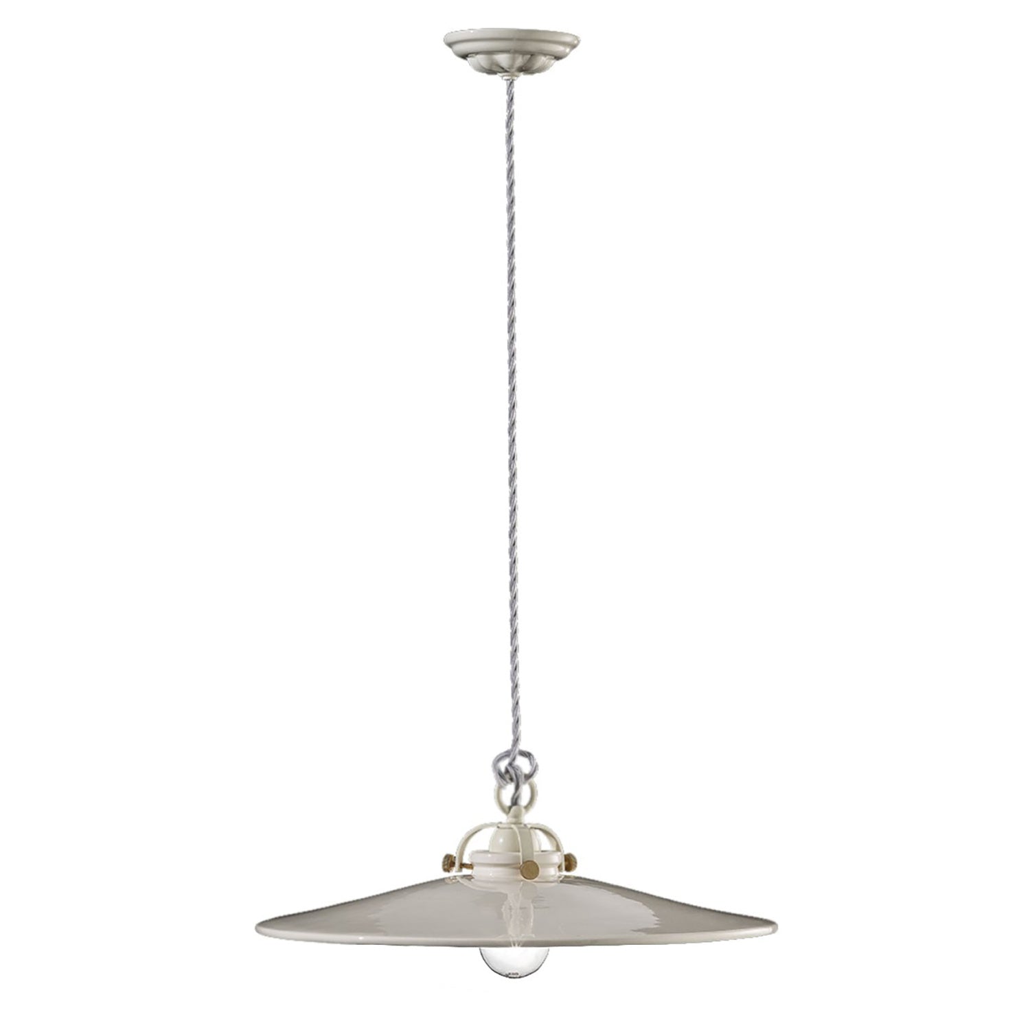 Lampadario Industrial Minimal B&W Metallo Smaltato Bianco 1 Luce E27 42Cm