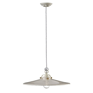 Lampadario Industrial Minimal B&W Metallo Smaltato Bianco 1 Luce E27 42Cm