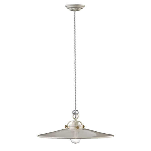 Lampadario Industrial Minimal B&W Metallo Smaltato Bianco 1 Luce E27 42Cm