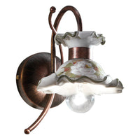 Applique Classica Milano Metallo E Ceramica Nero Sfumato Rame 1 Luce E14