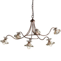 Lampadario Classico Milano Metallo E Ceramica Nero Sfumato Rame 6 Luci E14