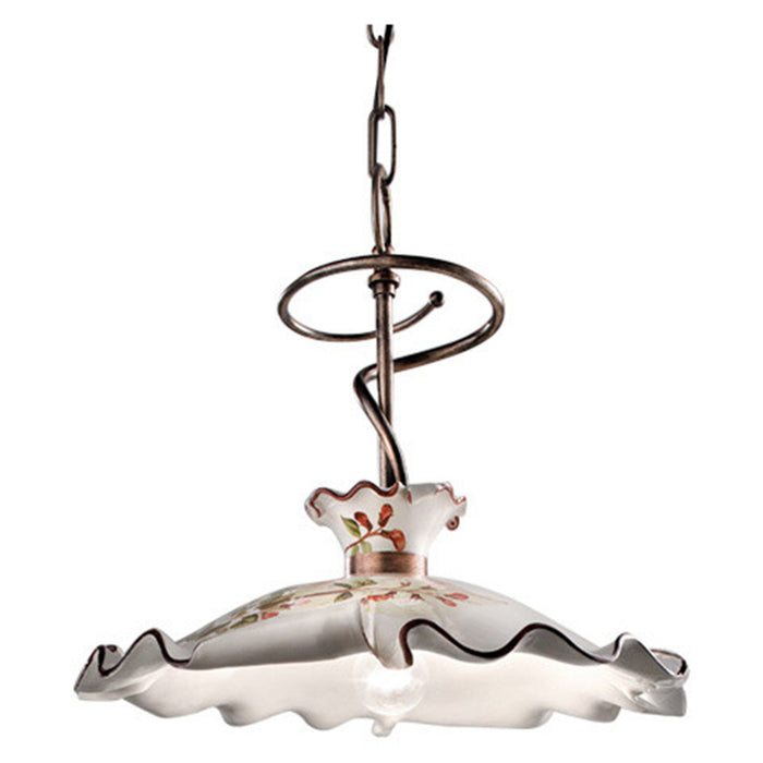 Lampadario Classico Milano Metallo Ceramica Nero Sfumato Rame 35Cm 1 Luce E27