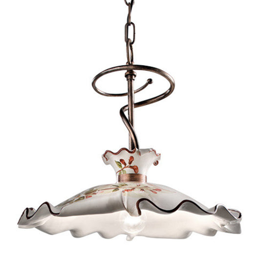 Lampadario Classico Milano Metallo Ceramica Nero Sfumato Rame 43Cm 1 Luce E27