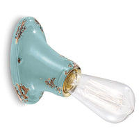 Applique Vintage Senza Diffusore Ceramica Azzurro 1 Luce E27